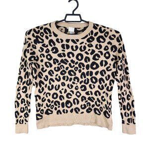 Womens A New Day Sweater Brown & Black Leopard Print Long Sleeve Crew Neck XL